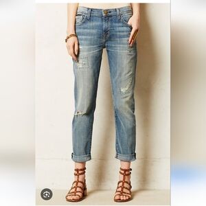 Current/Elliot The Fling Buckeye Repair Distressed Slouchy Boyfriend Jeans 27